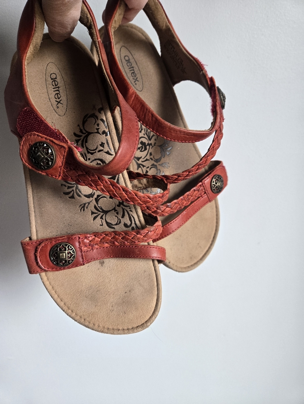 AETREX Women’s Coral Braided Strap Sandals with Decorative Medallions